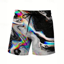 Best OUKU Men's Swim Trunks Swim Shorts 4-Way Stretch Fabric Board Shorts Bottoms Drawstring with Pockets Swimming Surfing Beach Water Sports Printed Summer Spring