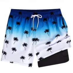 Sale OUKU Men's Swim Trunks Swim Shorts Board Shorts Bottoms Drawstring 2 in 1 with Pockets Swimming Surfing Beach Water Sports Printed Summer Spring