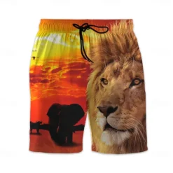 Clearance OUKU Men's Swim Trunks Swim Shorts Quick Dry Lightweight Board Shorts Bottoms with Pockets Drawstring Swimming Surfing Beach Water Sports Animals Summer