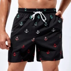 OUKU Men's Swim Trunks Swim Shorts Board Shorts Bathing Suit Drawstring with Pockets Swimming Surfing Beach Water Sports Patchwork Printed Summer Spring