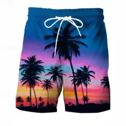 New OUKU Men's Swim Trunks Swim Shorts Board Shorts Bottoms Drawstring with Pockets Swimming Surfing Beach Water Sports Tropical Printed Summer Spring Blue