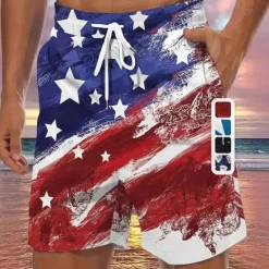 Sale OUKU Men's Swim Trunks Swim Shorts 4-Way Stretch Fabric Board Shorts Bottoms Drawstring with Pockets Swimming Surfing Beach Water Sports Printed National Flag Summer Spring