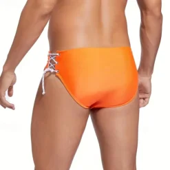 Clearance OUKU Men's Swim Trunks Swim Shorts Swimwear Bottoms Drawstring Swimming Surfing Beach Water Sports Solid Colored Summer Spring Orange