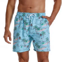 Clearance OUKU Men's Swim Trunks Swim Shorts Board Shorts Bottoms Drawstring with Pockets Swimming Surfing Beach Water Sports Tropical Printed Summer Spring