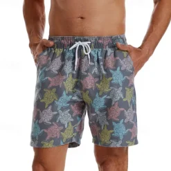 Clearance OUKU Men's Swim Trunks Swim Shorts Board Shorts Bottoms Drawstring with Pockets Swimming Surfing Beach Water Sports Tropical Printed Summer Spring