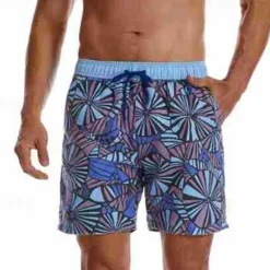 Clearance OUKU Men's Swim Trunks Swim Shorts Board Shorts Bottoms Drawstring with Pockets Swimming Surfing Beach Water Sports Tropical Printed Summer Spring