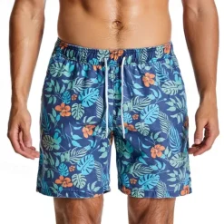 Clearance OUKU Men's Swim Trunks Swim Shorts Board Shorts Bottoms Drawstring with Pockets Swimming Surfing Beach Water Sports Tropical Printed Summer Spring
