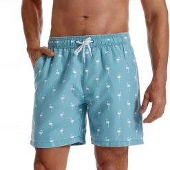 Clearance OUKU Men's Swim Trunks Swim Shorts Board Shorts Bottoms Drawstring with Pockets Swimming Surfing Beach Water Sports Tropical Printed Summer Spring