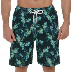 Clearance OUKU Men's Swim Trunks Swim Shorts Board Shorts Bathing Suit Drawstring with Pockets Swimming Surfing Beach Water Sports Tropical Printed Summer Spring