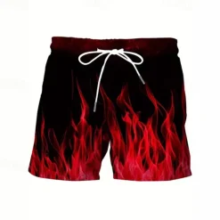 Online OUKU Men's Swim Trunks Swim Shorts Board Shorts Bottoms Drawstring with Pockets Swimming Surfing Beach Water Sports Printed Summer Spring Red