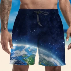 New OUKU Men's Swim Trunks Swim Shorts Quick Dry Lightweight Board Shorts Bottoms with Pockets Drawstring Swimming Surfing Beach Water Sports Universe Summer