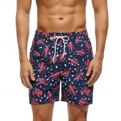 Online OUKU Men's Swim Trunks Swim Shorts Board Shorts Bathing Suit Drawstring with Pockets Swimming Surfing Beach Water Sports Printed Summer Spring
