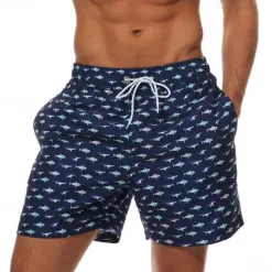 Online OUKU Men's Swim Trunks Swim Shorts Board Shorts Bathing Suit Drawstring with Pockets Swimming Surfing Beach Water Sports Printed Summer Spring