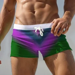 OUKU Men's Swim Trunks Swim Shorts Swimwear Bottoms Drawstring Swimming Surfing Beach Water Sports Patchwork Summer Spring