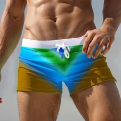 OUKU Men's Swim Trunks Swim Shorts Swimwear Bottoms Drawstring Swimming Surfing Beach Water Sports Patchwork Summer Spring