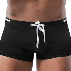 New OUKU Men's Swim Trunks Swim Shorts Swimwear Bottoms Drawstring Swimming Surfing Beach Water Sports Solid Colored Summer Spring Black