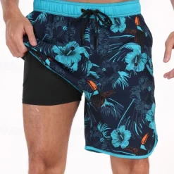 Best OUKU Men's Swim Trunks Swim Shorts Board Shorts Bathing Suit Drawstring with Pockets Swimming Surfing Beach Water Sports Printed Summer Spring
