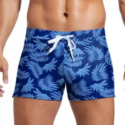 Online OUKU Men's Swim Trunks Swim Shorts Swimwear Bottoms Drawstring Swimming Surfing Beach Water Sports Printed Summer Spring Blue