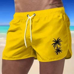 Discount OUKU Men's Swim Trunks Swim Shorts Board Shorts Coconut Tree Quick dry Breathable Drawstring Elastic Waist Vacation Beach Hawaiian Casual Black White