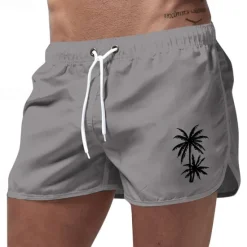 Discount OUKU Men's Swim Trunks Swim Shorts Board Shorts Coconut Tree Quick dry Breathable Drawstring Elastic Waist Vacation Beach Hawaiian Casual Black White