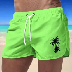 Discount OUKU Men's Swim Trunks Swim Shorts Board Shorts Coconut Tree Quick dry Breathable Drawstring Elastic Waist Vacation Beach Hawaiian Casual Black White