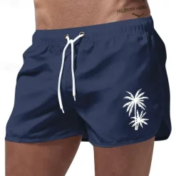 Discount OUKU Men's Swim Trunks Swim Shorts Board Shorts Coconut Tree Quick dry Breathable Drawstring Elastic Waist Vacation Beach Hawaiian Casual Black White