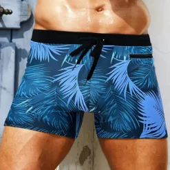 Best OUKU Men's Swim Trunks Swim Shorts Swimwear Bottoms Drawstring Swimming Surfing Beach Water Sports Tropical Summer Spring Blue