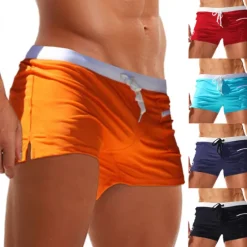 Online OUKU Men's Swim Trunks Swimwear Boxer Swim Shorts Lace up with Mesh lining Solid Colored Tropical Quick Dry Holiday Swimming Pool Sporty Basic Slim Light Blue Black