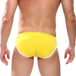 Clearance OUKU Men's Swimwear Swim Briefs Drawstring Color Block Breathable Soft Stylish Simple Yellow Red