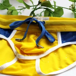 Clearance OUKU Men's Swimwear Swim Briefs Drawstring Color Block Breathable Soft Stylish Simple Yellow Red