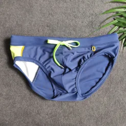 Sale OUKU Men's Swimwear Swim Briefs Drawstring Color Block Antibacterial Leak Proof Beach Swimming Pool Fashion Simple Light Blue Red Micro-elastic