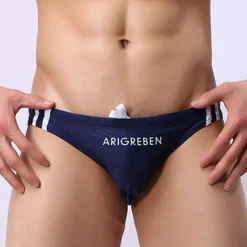 Clearance OUKU Men's Swimwear Swim Briefs Swim Thong Drawstring Letter Breathable Soft Simple White Red