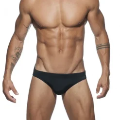 Sale OUKU Men's Swimwear Swim Briefs Swim Thong Plain Breathable Soft Daily Wear Weekend Stylish Simple Black White