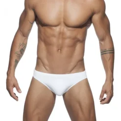 Sale OUKU Men's Swimwear Swim Briefs Swim Thong Plain Breathable Soft Daily Wear Weekend Stylish Simple Black White