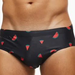 Clearance OUKU Men's Swimwear Swim Briefs Floral Tropical Beach Swimming Pool Sporty Basic Black White