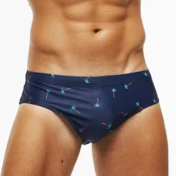 Clearance OUKU Men's Swimwear Swim Briefs Floral Tropical Beach Swimming Pool Sporty Basic Black White