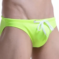Best OUKU Men's Swimwear Swim Briefs Swim Thong Drawstring Plain Breathable Soft Simple Black Red