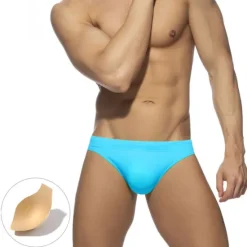 OUKU Men's Swimwear Swim Briefs Pure Color Antibacterial Leak Proof Beach Swimming Pool Fashion Simple Light Blue Black Micro-elastic