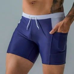 Hot OUKU Men's Swimwear Swim Shorts Swim Trunks Boxer Swim Shorts Shorts Plain Comfort Breathable Outdoor Daily Going out Sports Hawaiian Black Blue