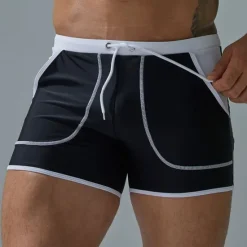 Discount OUKU Men's Swimwear Swim Shorts Swim Trunks Boxer Swim Shorts Shorts Pocket Plain Comfort Breathable Outdoor Daily Going out Sports Hawaiian Black Red