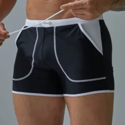 Discount OUKU Men's Swimwear Swim Shorts Swim Trunks Boxer Swim Shorts Shorts Pocket Plain Comfort Breathable Outdoor Daily Going out Sports Hawaiian Black Red