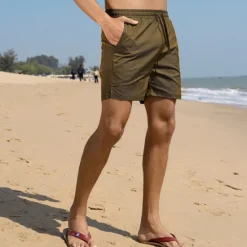 Outlet OUKU Men's Swimwear Swim Shorts Beach Shorts with Mesh lining Plain Comfort Breathable Outdoor Daily Going out Fashion Casual Army Yellow Black