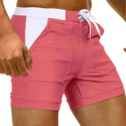Clearance OUKU Men's Swimwear Swim Shorts Swim Trunks Shorts Pocket Plain Comfort Breathable Holiday Going out Hawaiian Boho Pink Red
