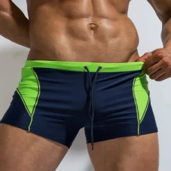 Clearance OUKU Men's Swimwear Swim Shorts Swim Trunks Lace up Drawstring Color Block Quick Dry Holiday Swimming Pool Sporty Basic Light Blue Red