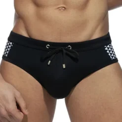 Best OUKU Men's Swimwear Swim Shorts Shorts Swim Briefs Print Geometry Comfort Breathable Outdoor Daily Going out Sports Hawaiian Black White