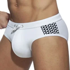Best OUKU Men's Swimwear Swim Shorts Shorts Swim Briefs Print Geometry Comfort Breathable Outdoor Daily Going out Sports Hawaiian Black White