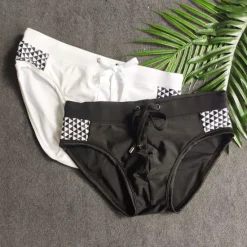 Best OUKU Men's Swimwear Swim Shorts Shorts Swim Briefs Print Geometry Comfort Breathable Outdoor Daily Going out Sports Hawaiian Black White