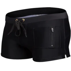Hot OUKU Men's Swimwear Swim Shorts Swim Trunks Drawstring Zipper Pocket Plain Breathable Soft Outdoor Casual Daily Hawaiian Stylish Black White Micro-elastic