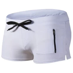 Hot OUKU Men's Swimwear Swim Shorts Swim Trunks Drawstring Zipper Pocket Plain Breathable Soft Outdoor Casual Daily Hawaiian Stylish Black White Micro-elastic