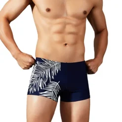 Best OUKU Men's Swimwear Swim Trunks Swim Briefs Elastic Waist Print Plants Graphic Prints Breathable Soft Outdoor Casual Daily Hawaiian Stylish Black White Micro-elastic